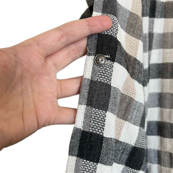 Hailee C Black Tan White Plaid Long Sleeve Buttondown Shirt Size Large - Picture 6 of 9